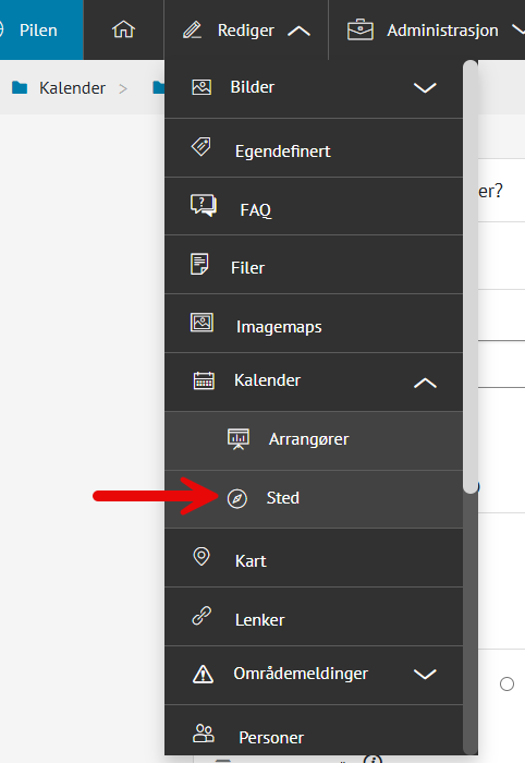 Bilde som viser hvordan du kan endre sted.  - Klikk for stort bilde