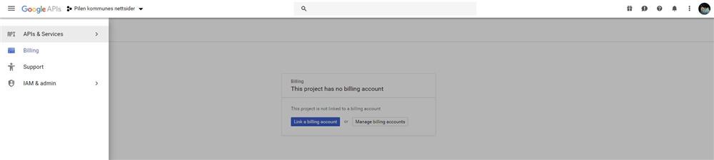 Skjermbilde fra google og opprettelse av API-nøkler - Klikk for stort bilde