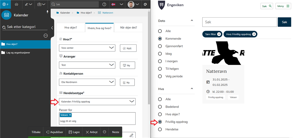 Hvordan registrere hendelsestype. - Klikk for stort bilde